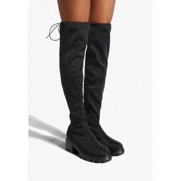 NIB Tall Black Block Heel Knee High Boots - Picture 1 of 6